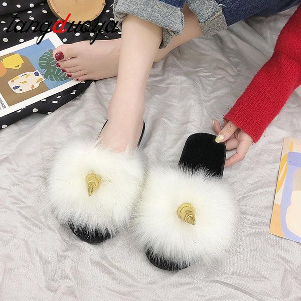 

slippers 2021 autumn winter home cotton plush women indoor\ floor flat shoes zapatos de mujer, Black