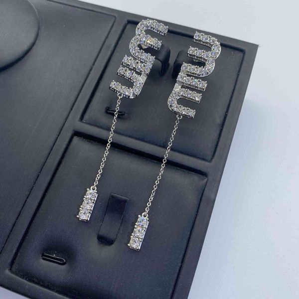 

black friday letter full diamond tassel earrings for women, Golden