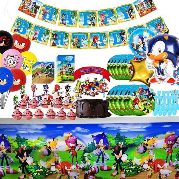 

disposable dinnerware cartoon game party supplies boy faovr birthday set balloon cakestand plate cup napkin baby shower decoration
