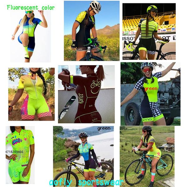 

racing sets 2021 cafete summer short sleeve triathlon cycling suit set female monkey jumpsuit-fluorescent green jersey 9d gel lycra, Black;blue