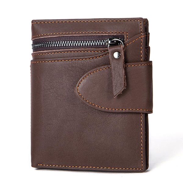 

wallets purse casual leather cowhide wallet men's short zipper coin, Red;black