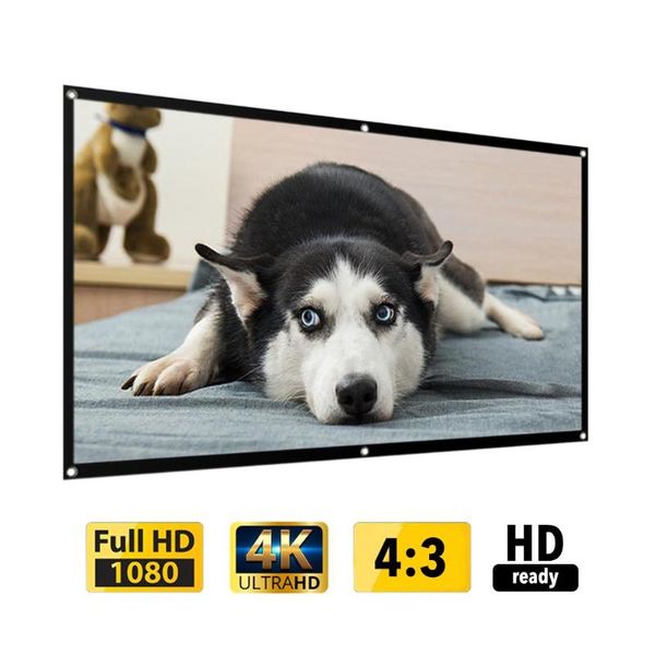

projection screens 2021 projector simple curtain anti-light screen 60 72 84 100 120 inches home outdoor office portable 4:3 hd