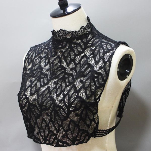 

bow ties 2021 black detachable collars for women lace flower embroidered stand faux collar ladies fake half shirt decorative, Black;gray