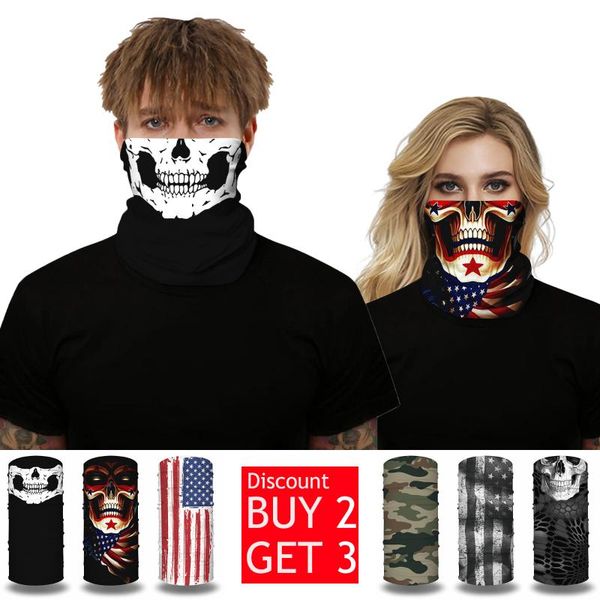 

scarves flag skull windproof scarvf bike hiking sport for men women bandana neck cover wraps face mask cycling headband, Blue;gray