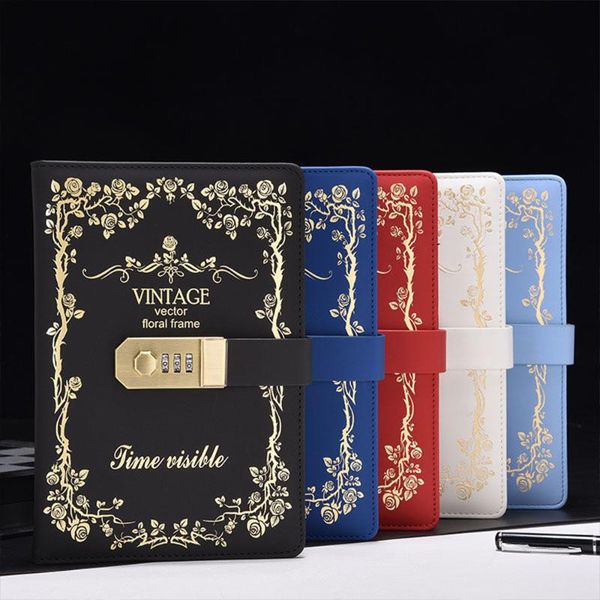 

notepads password lock notebook a5 360 pages creative diary b6 300 page students secretly keep hand ledger 2021, Purple;pink