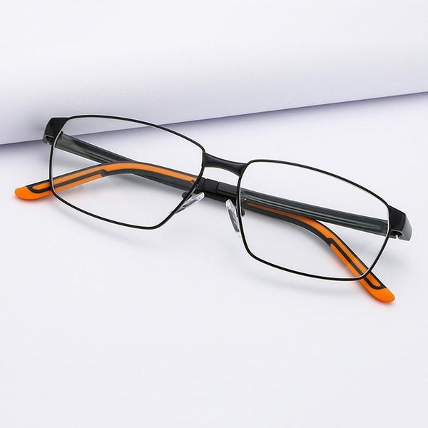 

fashion sunglasses frames men's simple flat mirror personality full frame retro leisure glasses metal can be equipped with myopia glass, Black