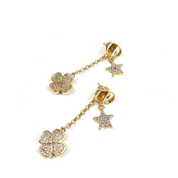 

2021 new designer letter tassel earrings full of five pointed star family, Golden