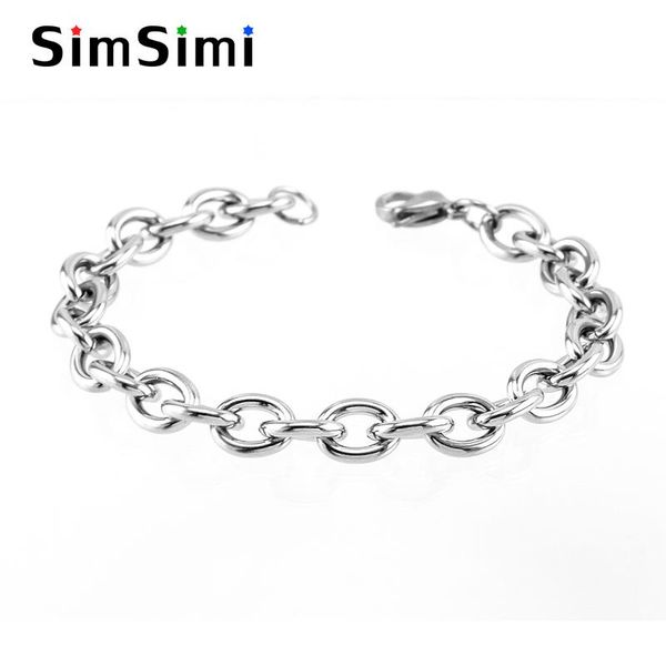 

charm bracelets men & women bracelet big rolo 4/6/8mm width chain femme stainless steel bangle for couples link, Golden;silver