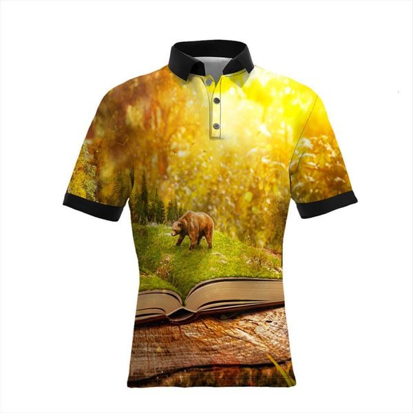 

man summer short sleeve yellow mens polo bear over print shirts eu size, White;black