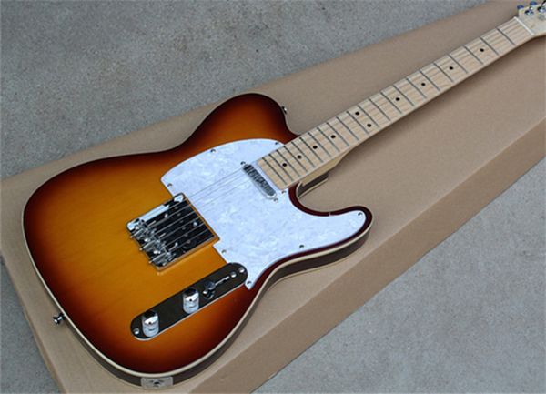 Top-Qualität Custom Shop VS Sunburst E-Gitarre Linde Korpus Dot Inlay Ahorn Hals Griffbrett White Pearl Schlagbrett Chrom Hardware