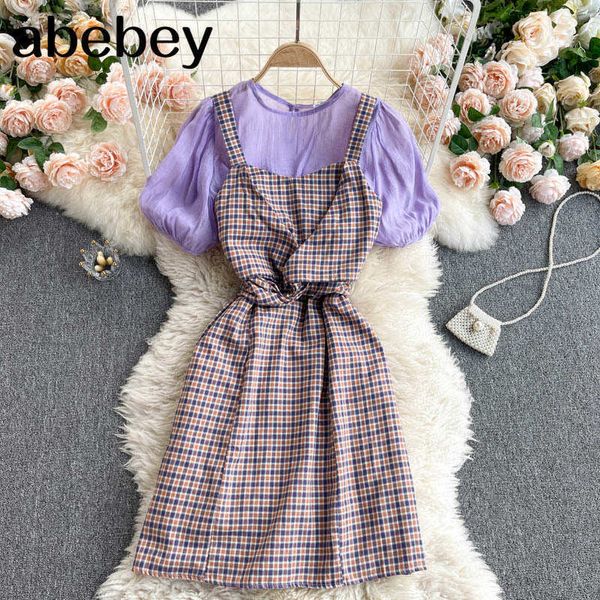 

women summer design set t-shirt+off shoulder plaid a line strap dress two pieces set 210715, Black;gray
