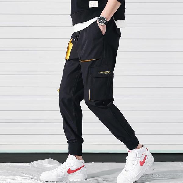 

fashion men pants casual sport joggers autumn multi pocket trousers kargo pantolon mens clothing xx50mp men's, Black
