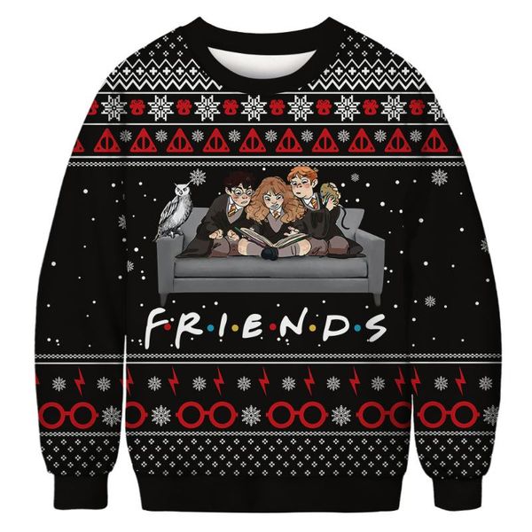 

men's sweaters men women ugly christmas sweater pullover autumn crewneck holiday party xmas sweatshirt 3d funny printed jumpers, White;black