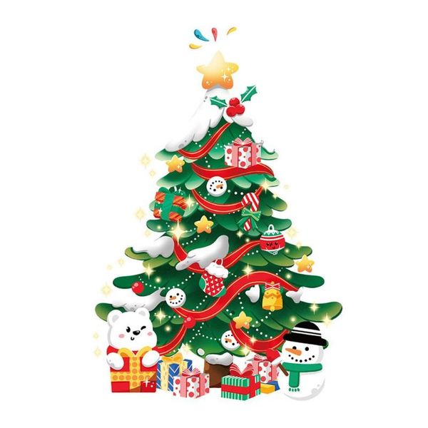 

wall stickers christmas decorative decals tree pvc self-adhesive window clings snowman snowflake gift ca