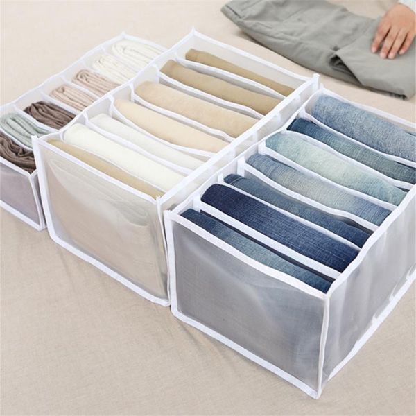 

clothing & wardrobe storage 7 grids jeans undwear box clothes organizer closet dividers drawer mesh pants