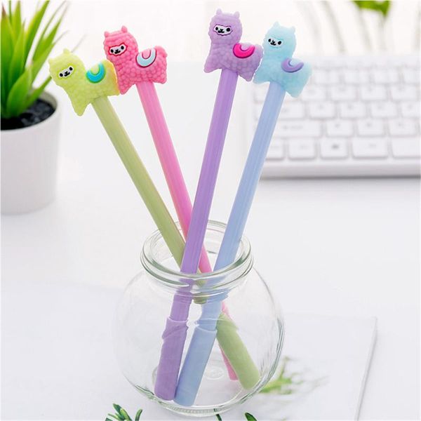

gel pens creative stationery alpaca pen cute cartoon lamb shape black ink signature student prizes office decoration