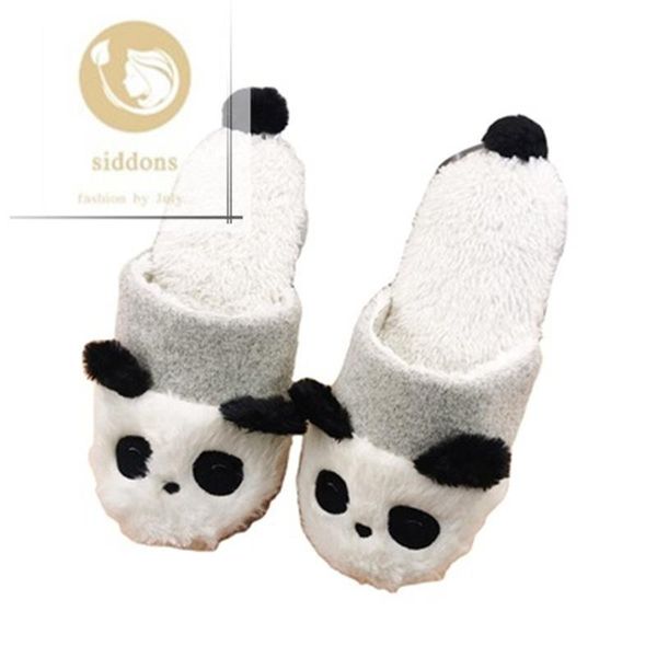 

slippers winter cute cartoon indoor household soft-soled women's shoes cotton embroidered warm, Black