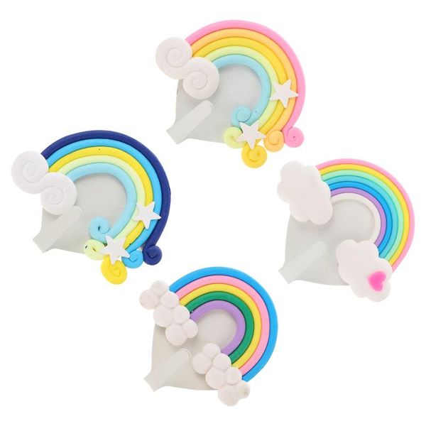 

charm bracelets 4pcs lovely rainbow design storage hooks creative wall-mounted sundries hangers, Golden;silver
