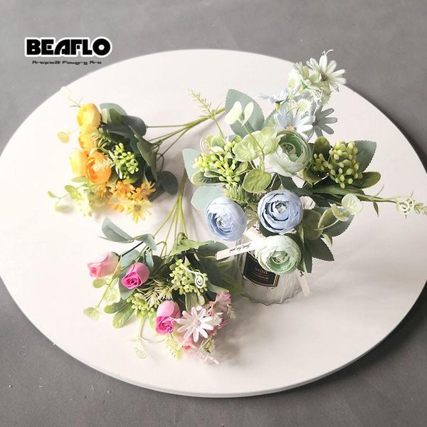 

bouquet artificial peony bud rose flowers camellia silk fake flower flores for diy home garden wedding el decoration decorative & wreaths