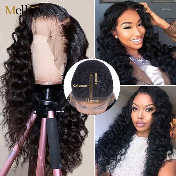 

loose deep wave lace part wigs 100% human hair frontal wig pre-plucked brazilian for woman1, Black;brown