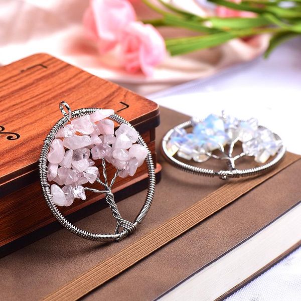 

decorative objects & figurines 100% natural crystal tree of life pendant handmade jewelry choker reiki health healing stone amulet for girl