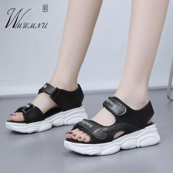 

sandals black mesh open-toe platform woman fashion hollow out non-slip comfortable casual sports shoes designer flat beach