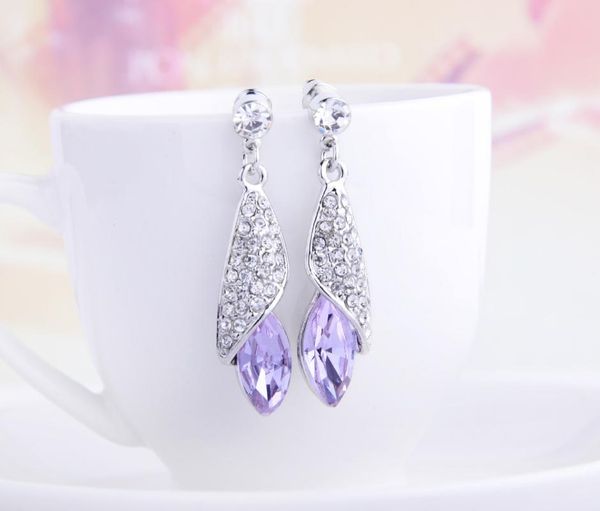 

dangle & chandelier 2021 fashion high-grade rhinestones austrian crystal long earrings ladies and alloy gold water drops elegant, Silver