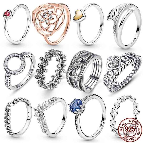 

100% 925 sterling silver clear cz circle round lucky rings for women jewelry 2021 drop with