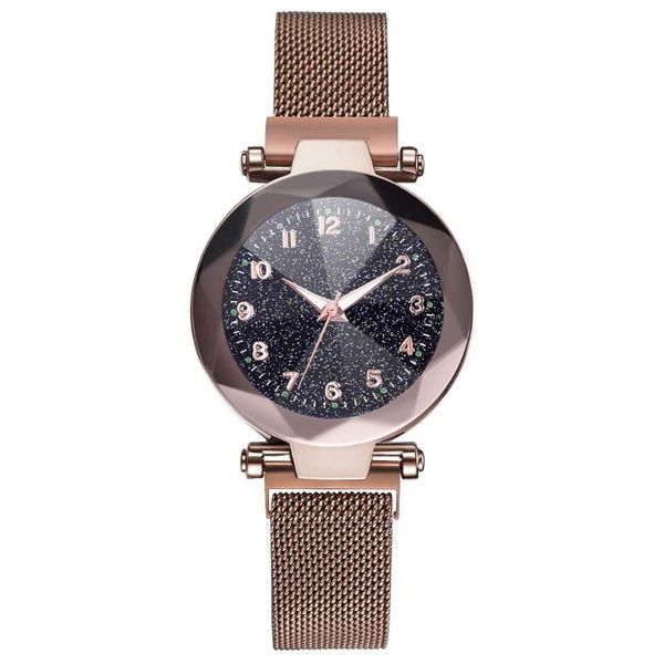 

wristwatches women's quartz watch fashion starry convex glass mesh with magnetic buckle relogio feminino 50*, Slivery;brown