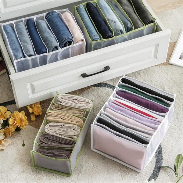 

clothing & wardrobe storage medium + 2pcs large jeans compartment clothes box drawer divider closet organizer for t-shirt pants foldable bag