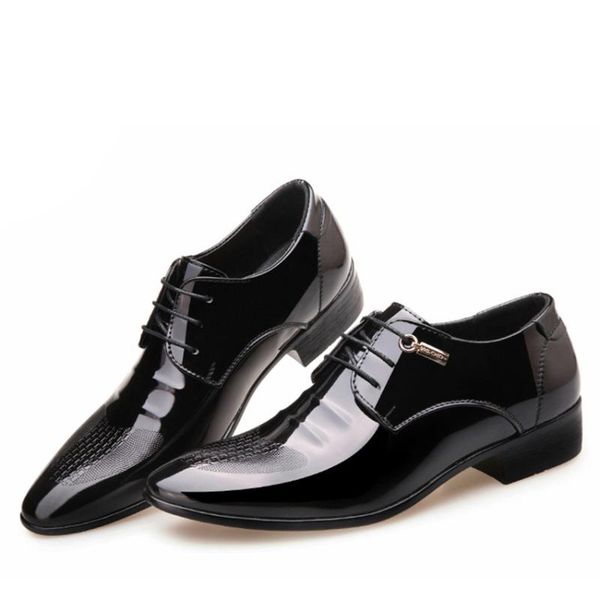 

ly quality pu leather dress shoes pointed toe formal, Black