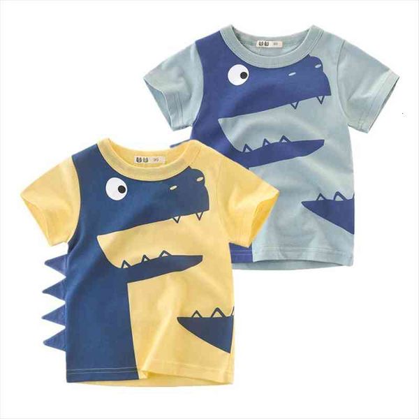

boys t shirt cartoon clothing short sleeved children animals baby cotton kids boy 2 7y o neck clothes, Blue