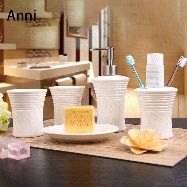 

bath accessory set creative solid color bathroom accessories ceramic nordic minimalist household relief craft five piece shower
