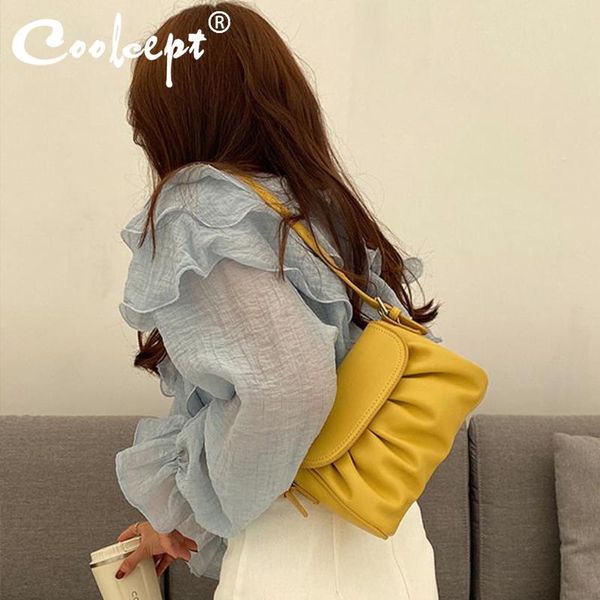 

shoulder bags coolcept fashion women simplicity bag pleated designer crossbody candy color street ladies daily