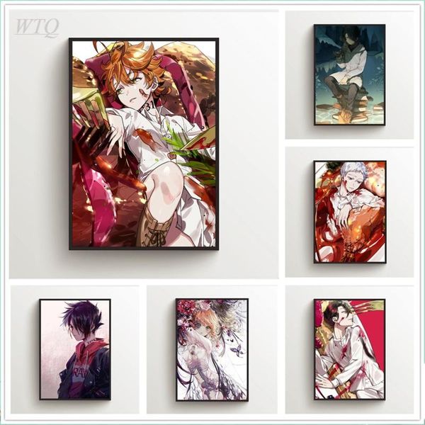 

paintings the promised neverland emma norman ray anime posters canvas painting wall art home decor pos for children's room decoration
