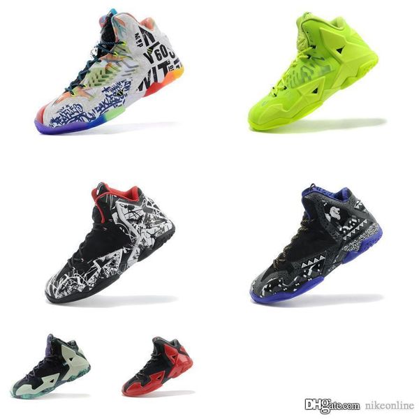 

mens what the lebron 11 basketball shoes james lebrons xi 11s sneakers multi color asg glow green bhm graffiti black red bred miami with box