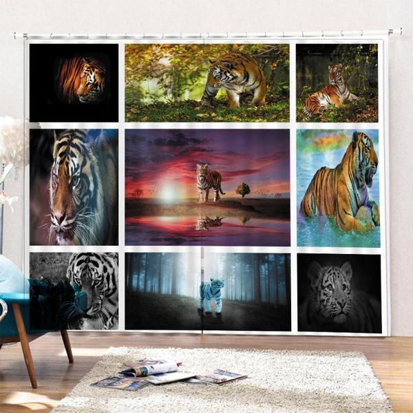 

curtain & drapes tiger cat dog window curtains for living room bedroom kitchen home luxury youth treatment