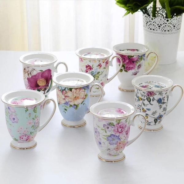 

cups & saucers european pastoral bone china coffee milk mug ceramic creative floral painting water cup afternoon teacup kitchen drinkware gi