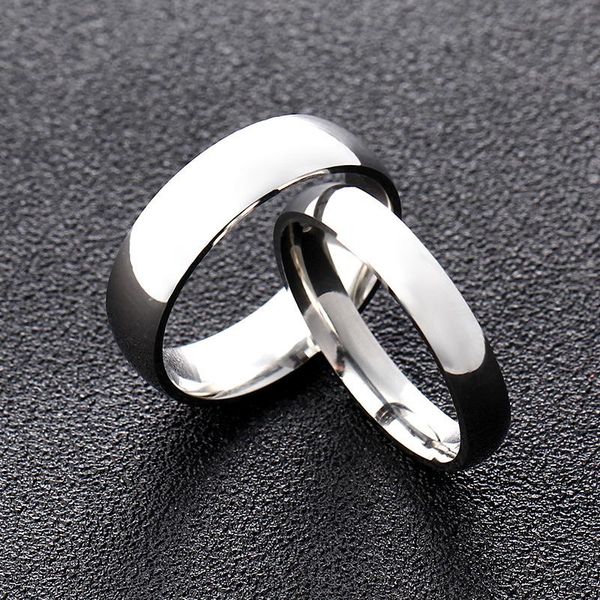 

wedding rings titanium steel classical silver color anti-allergy smooth simple 2mm 4mm 6mm 8mm couples man or woman gift, Slivery;golden
