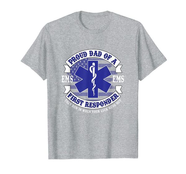 

mens proud dad of a first responder ems emt ambulance driver t-shirt, White;black