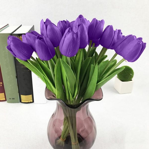 

artificial tulips flowers latex real bridal wedding bouquet for party home decoration mother's day gift sztuczne kwiaty decorative & wr
