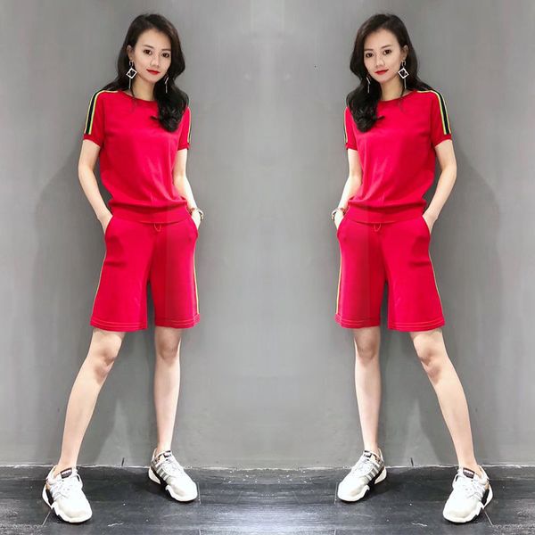 

women's tracksuits cotton suits, short-sleeve shorts for the summer, students, han edition, loose casual clothes, two-piece clothes san, Gray