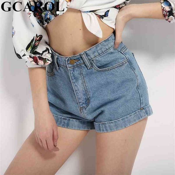 

gcarol summer spring women high waist denim shorts retro old mini jeans vintage street basic perfect 210719, White;black