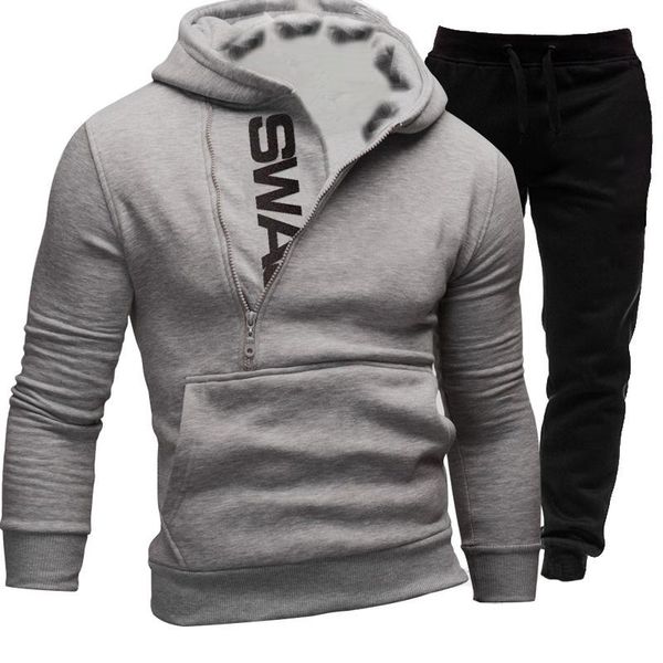 

jogging clothing 2021 tracksuit men's 2 pieces set sweatshirt and sportspants outfits zipper hoodies casual plus size, Black;red