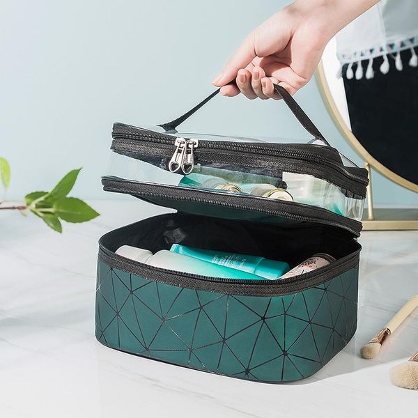 

cosmetic bags & cases women bag beautician necessaries rhombus makeup girl toiletries travel organizer female storage make up case