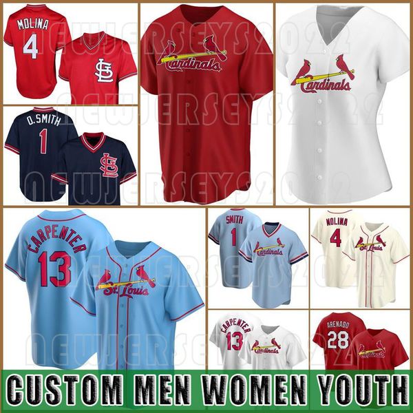 Custom St Louis„Jersey 28 Nolan Arenado Cardinal„Baseball 4 Yadier Molina 46 Paul Goldschmidt 1 Ozzie Smith 13 Matt Carpenter Uomini Donne