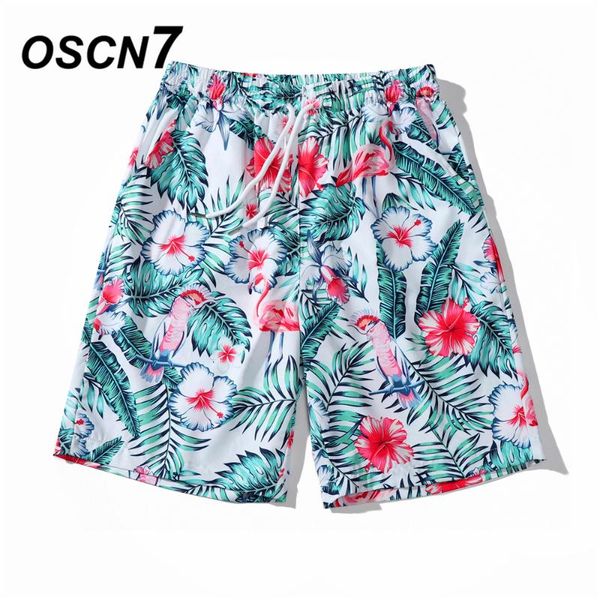 

men's shorts oscn7 2021 men beach short breathable quick dry loose summer casual hawaii printing man plus size 6143, White;black