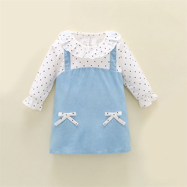 

girls dress spring autumn princess kids clothing es for long sleeve polka dot children's clothes 210528, Red;yellow