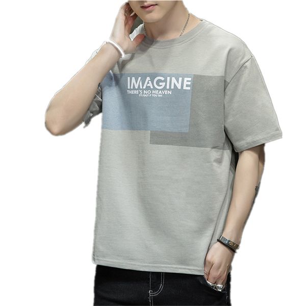 

fashion mens t-shirts cotton tee shirt crewneck muscle gym workout athletic clothing, Gray;blue