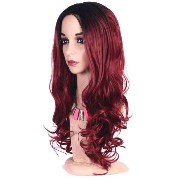 

synthetic wigs sinuo deep wave average cap heat resistant hair wine red pre plucked perruque bleached knots for women cosplay, Black